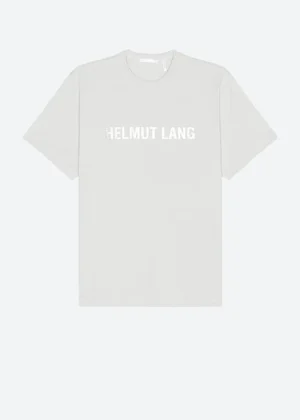Helmut Lang Logo Print Cotton T-Shirt in Light Grey