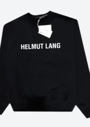 Helmut Lang Logo Print Crew Neck Sweatshirt in Black