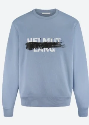 Helmut Lang Brushstroke Logo Sweatshirt in Light Blue