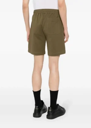 Helmut Lang Olive Green Relaxed Fit Logo Shorts